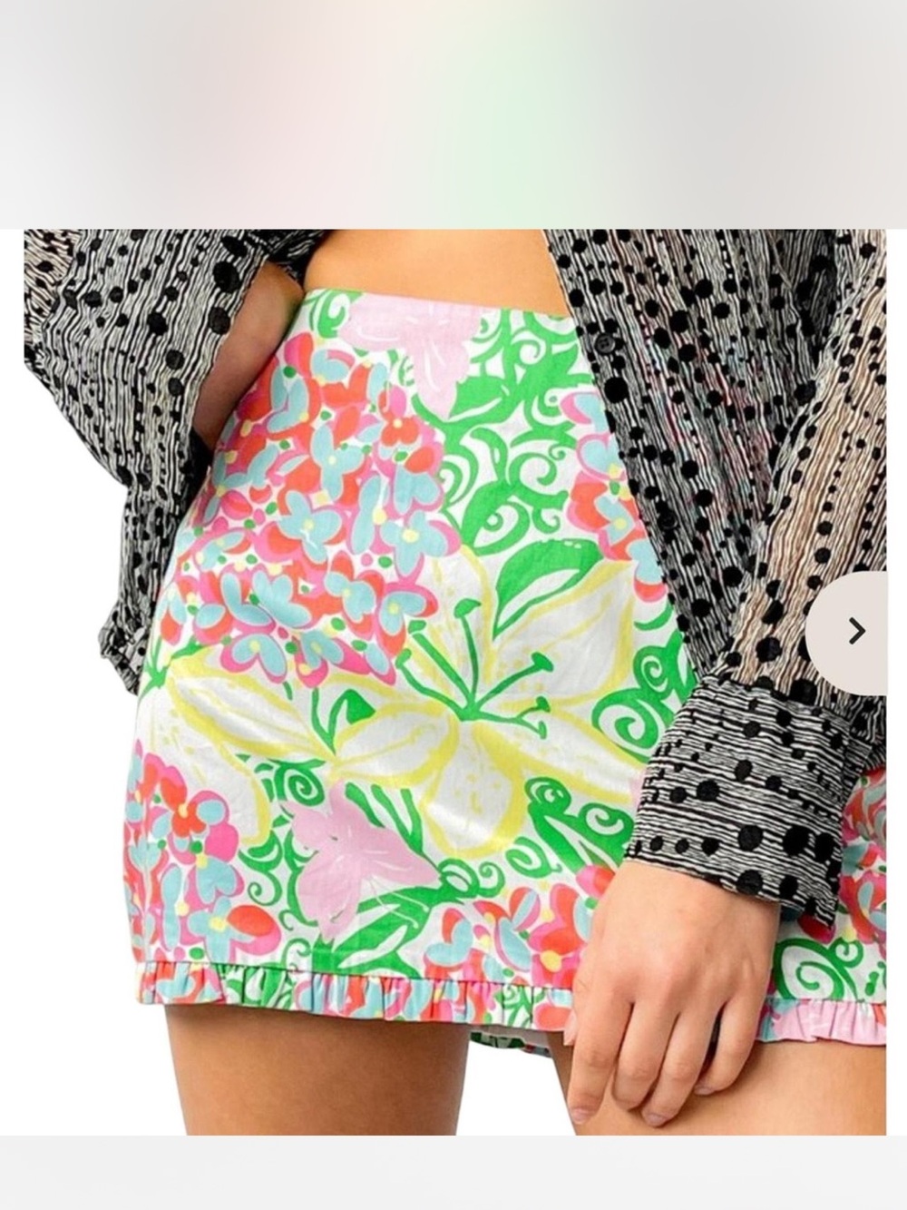 Lilly Pulitzer Callie ruffle mini skirt butterflies floral size 4 100% cotton